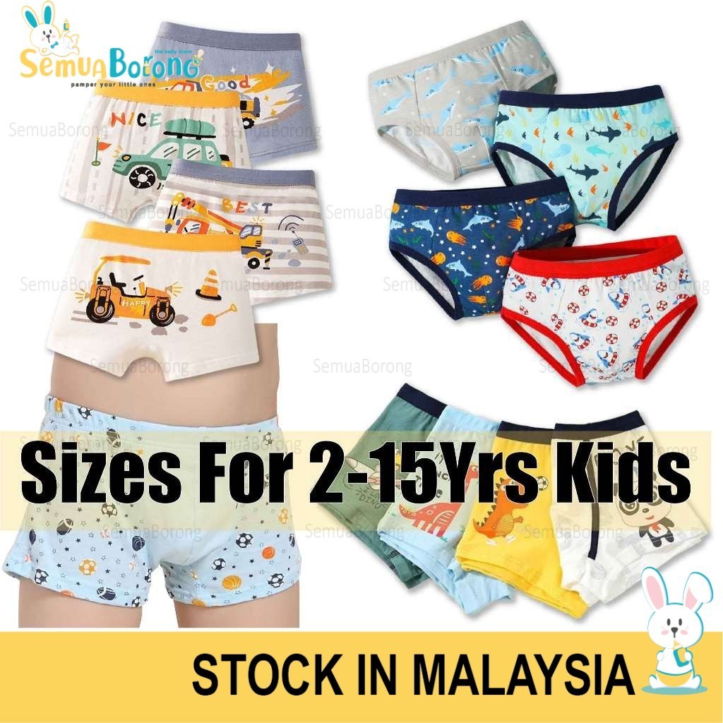 (2-15yrs) 4pcs Boy Boxer Underwear Breathable Soft Boxer Briefs Kids Underwear Boy Panties Dinosaur Print 0526