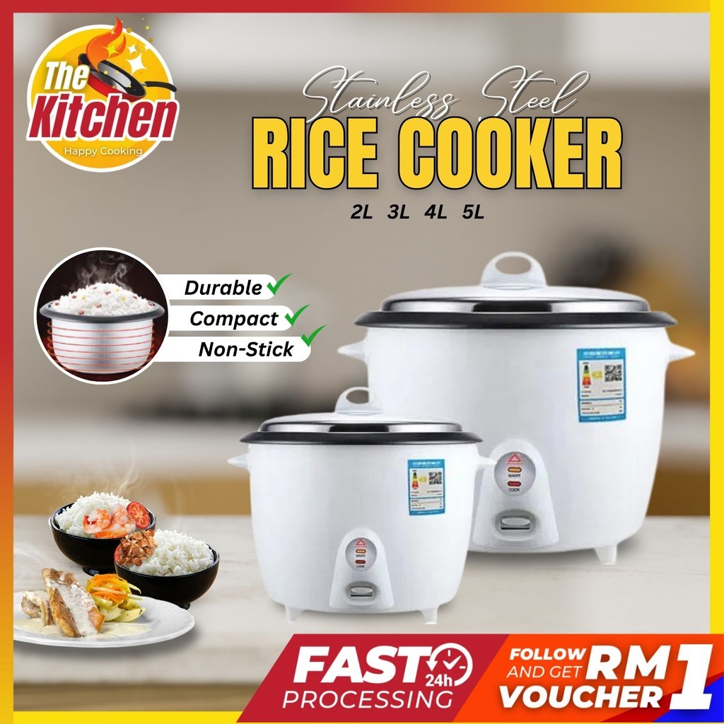 2L 3L 4L 5L Stainless Steel Electric Rice Cooker Steamer Periuk Nasi Elektrik Kecil 1.2L Small Rice Cooker Mini Warmer