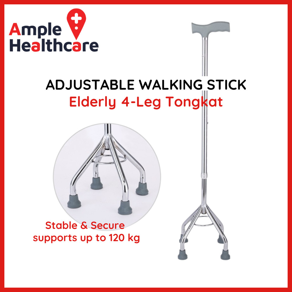Light Weight Quad Cane Small Base Tongkat 4 Kaki Quadcane Crutch Walking Stick