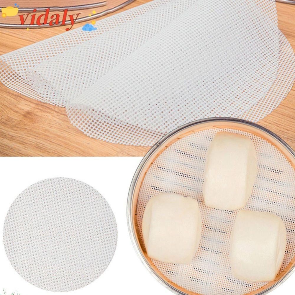 VIDALY Silicone Dehydrator Sheets, Non-Stick Thickened Round Steamer Mesh Pad, Reusable Kitchen Baking Accessories Steamer Mat