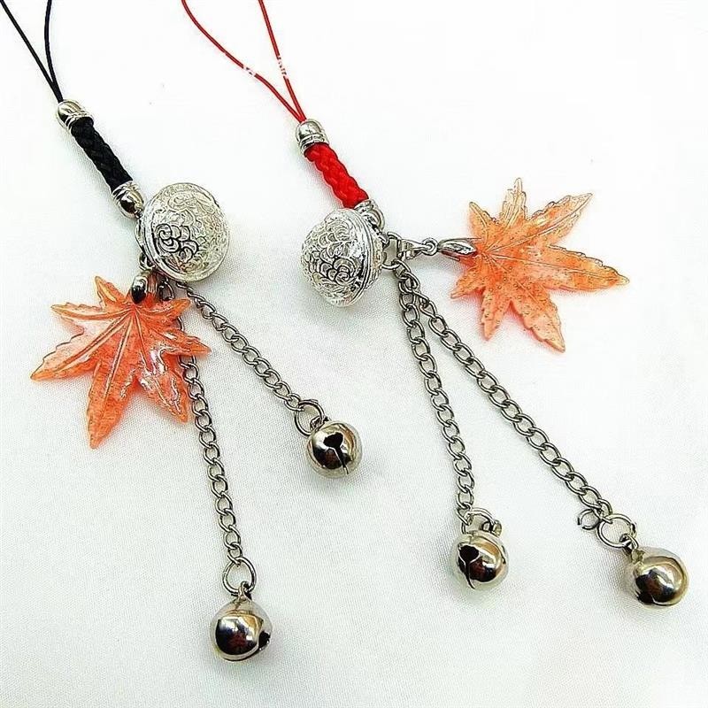 Ancient Palace Bell Mobile Phone Chain Maple Leaf Pendant Male Gift Bag Pendant Key U Disk Pendant Student Couple