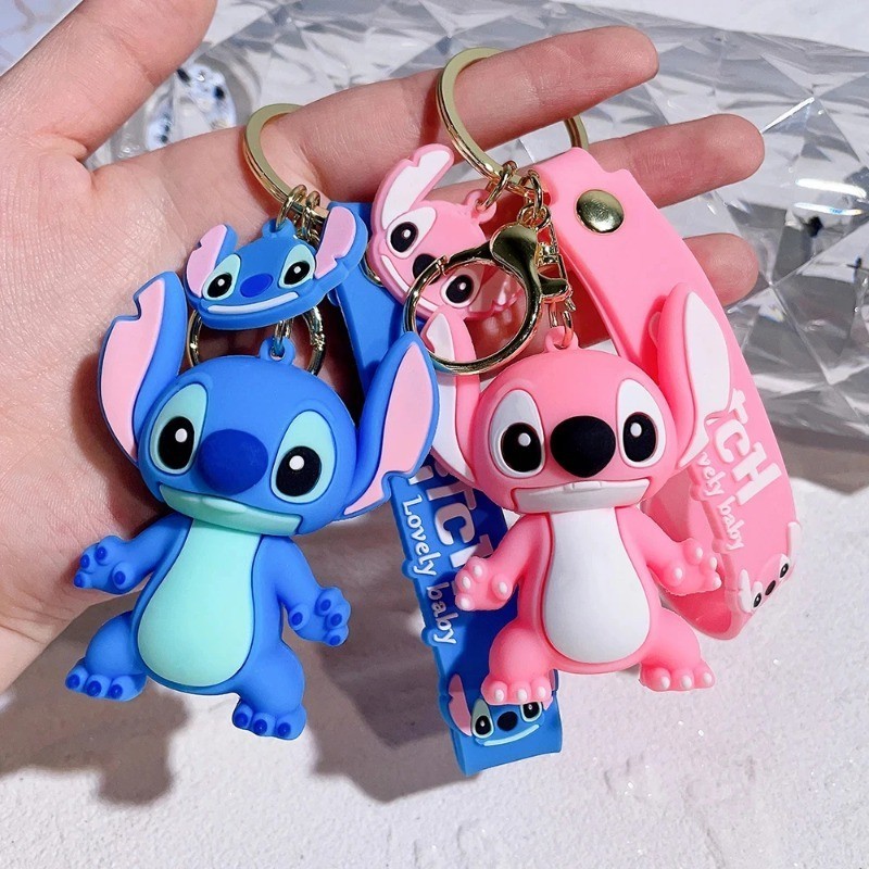Stitch Keychains Lilo Stitches Car Key Handbag Accessories Angel Anime Keyring Christmas Gift