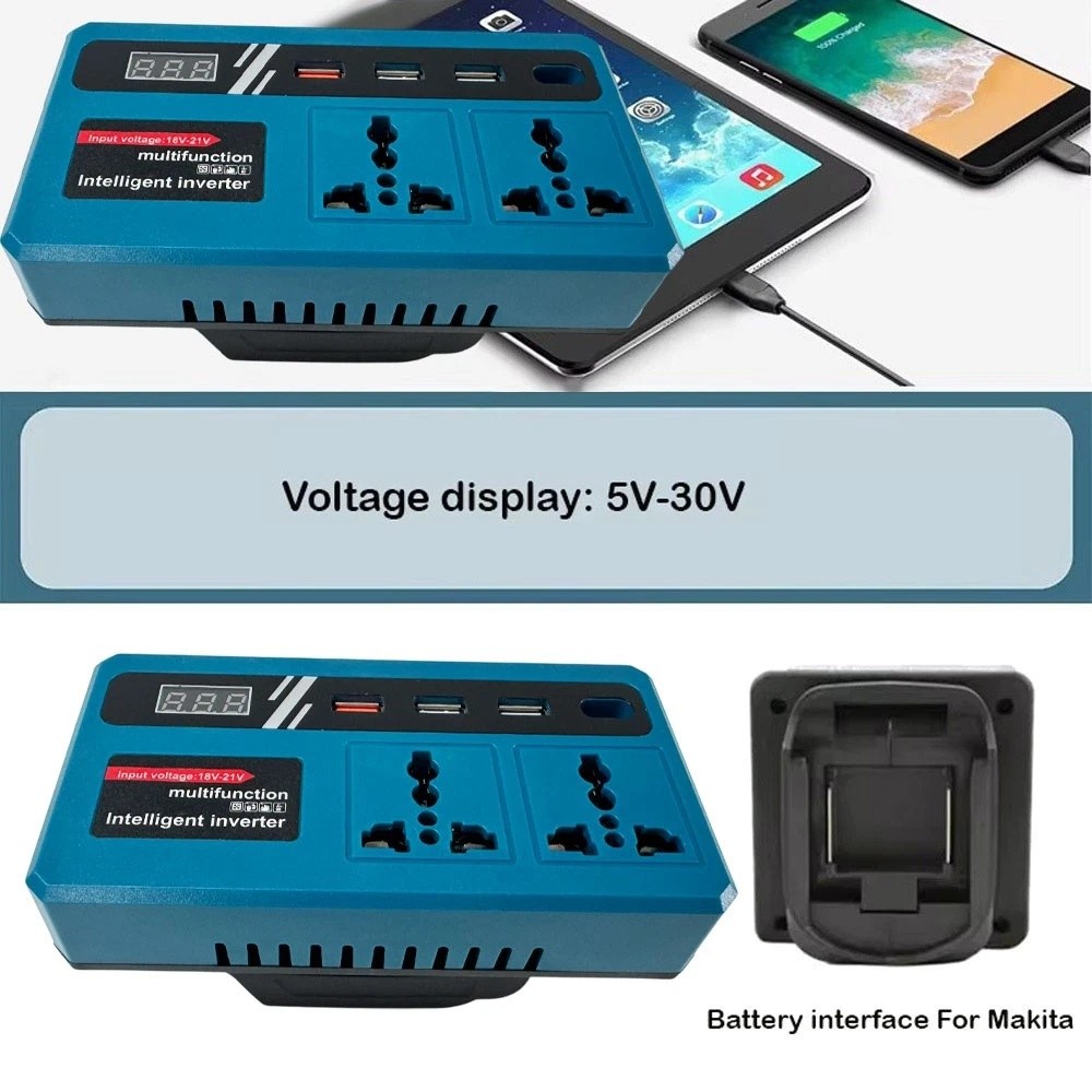 Portable Power Inverters for 20V Battery Inverter 20v to 220v Converter with 4in1 USB,AC Outlet and Type-C FastCharging