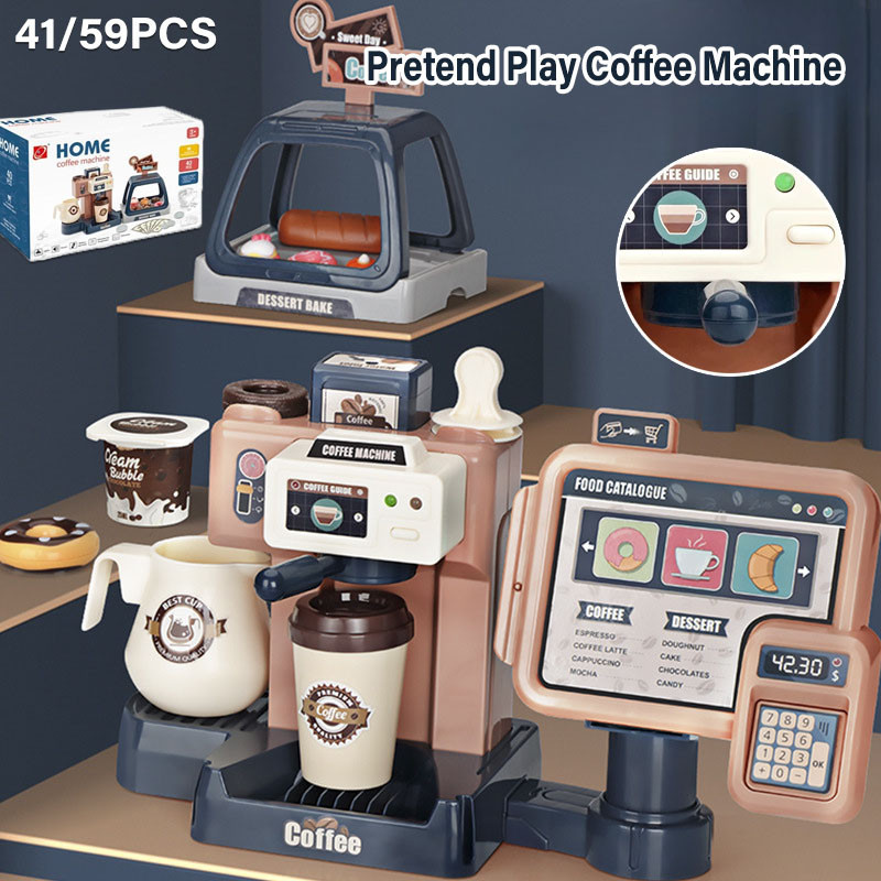 Pretend Play Coffee Machine Ice Cream Noodles Machine Toy Simulation Coffee shop Cafe Pretend Toys early  education toy