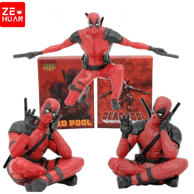 10cm Deadpool 3 Action Figure Sitting lying Posture Model Anime X-Men Mini Doll Decoration Collection Figurine Gifts