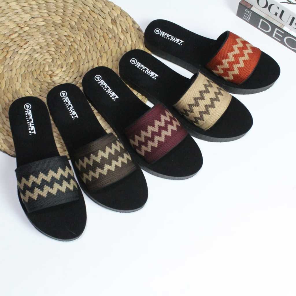 Women's Flat Sandals Adult Turkish Knitted Slippers Latest Zigzag Pattern