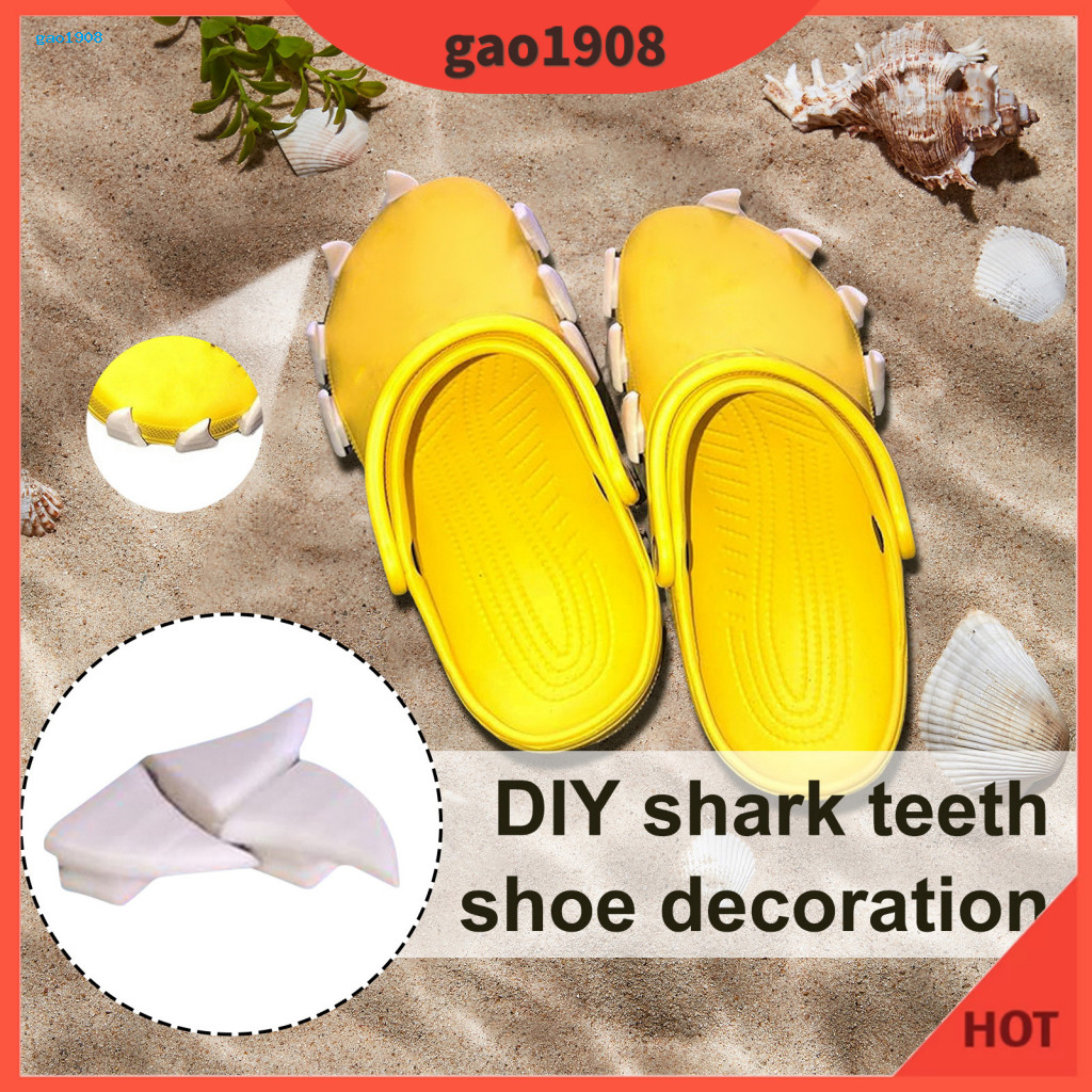 GAO* Croc Shoe Charms Diy Shoe Decoration Charms Shark Tooth Shoe Charms for Croc Clogs Beach Slipper Decoration Pins Diy Shoe Buckle Accessories Keep Feet Dry