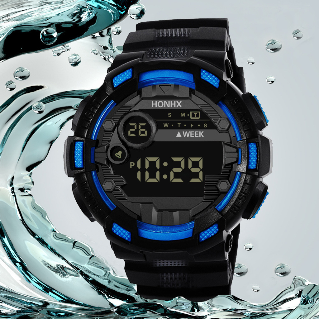 Men Sports Digital Watch 12/24-hour Clock Stopwatch Alarm Night Light Life Waterproof Electronic Wristwatch Jam Tangan Lelaki Perempuan