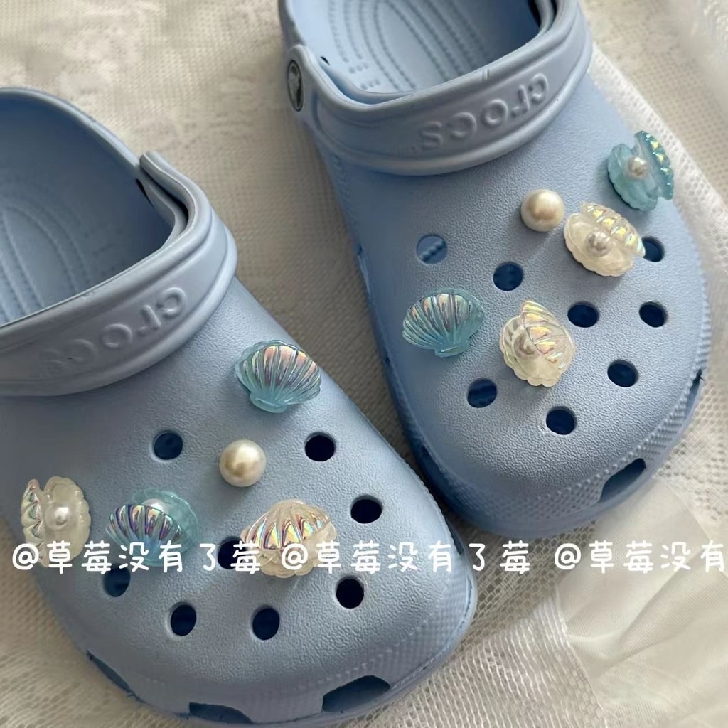 Ocean shell series Korean 3d DIY Pearl and Seashell Shoe Charms for Cute Oceanic Decor Accessories