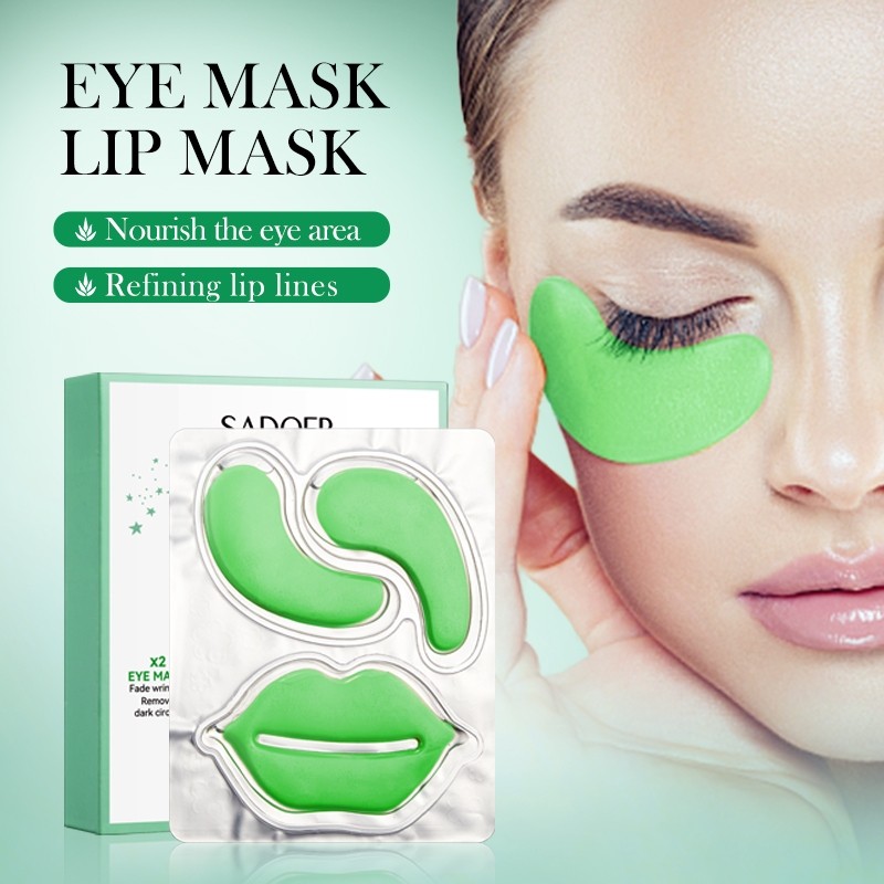 Sadoer Aloe Vera Extract 3in1 Of 10pcs Set At First Time With Wonderful Packaging Eyes and Lip mask 9g x 10pcs