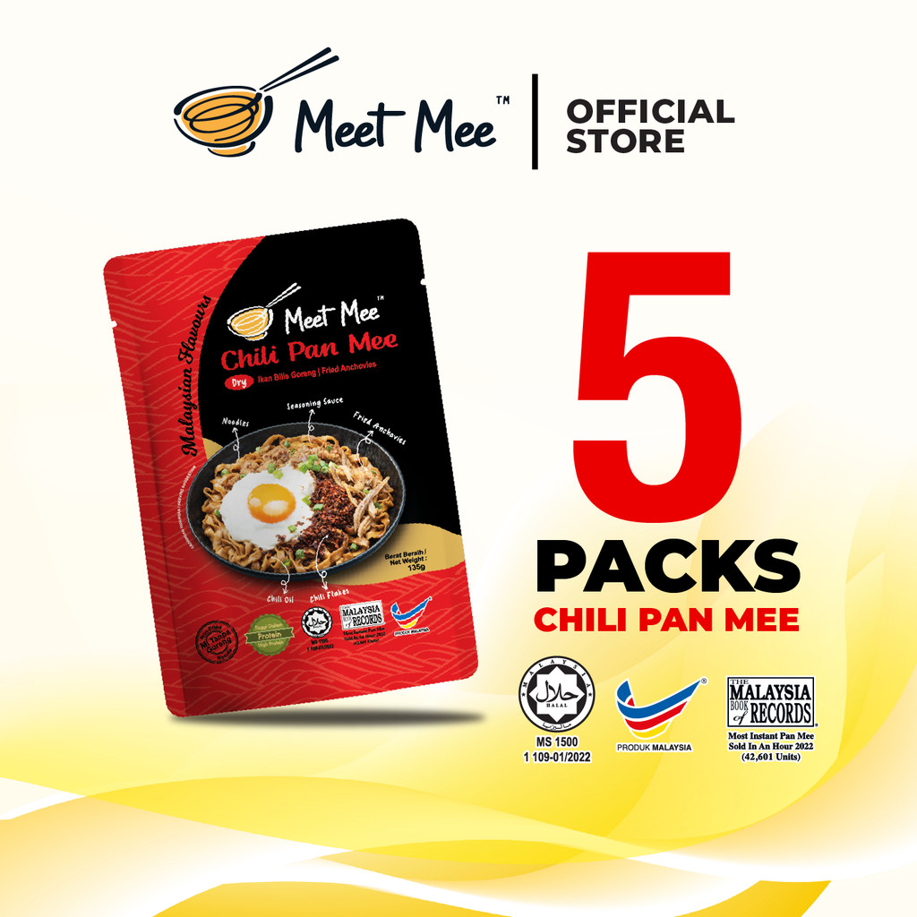 【HALAL Bundle CAK 5 in 1 】Dry Chili Pan Mee (Fried Anchovies)｜Cili Pan Mee (Ikan Bilis Goreng)
