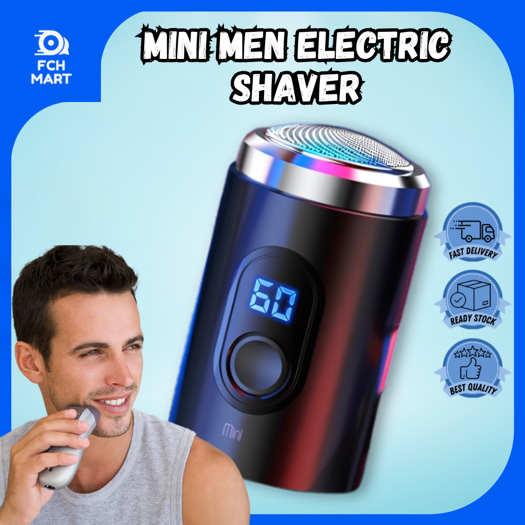 Mini Electric Shaver Men Portable Mini Shaver Digital Display Travel Size Rechargable Dry And Wet Use Washable Blade