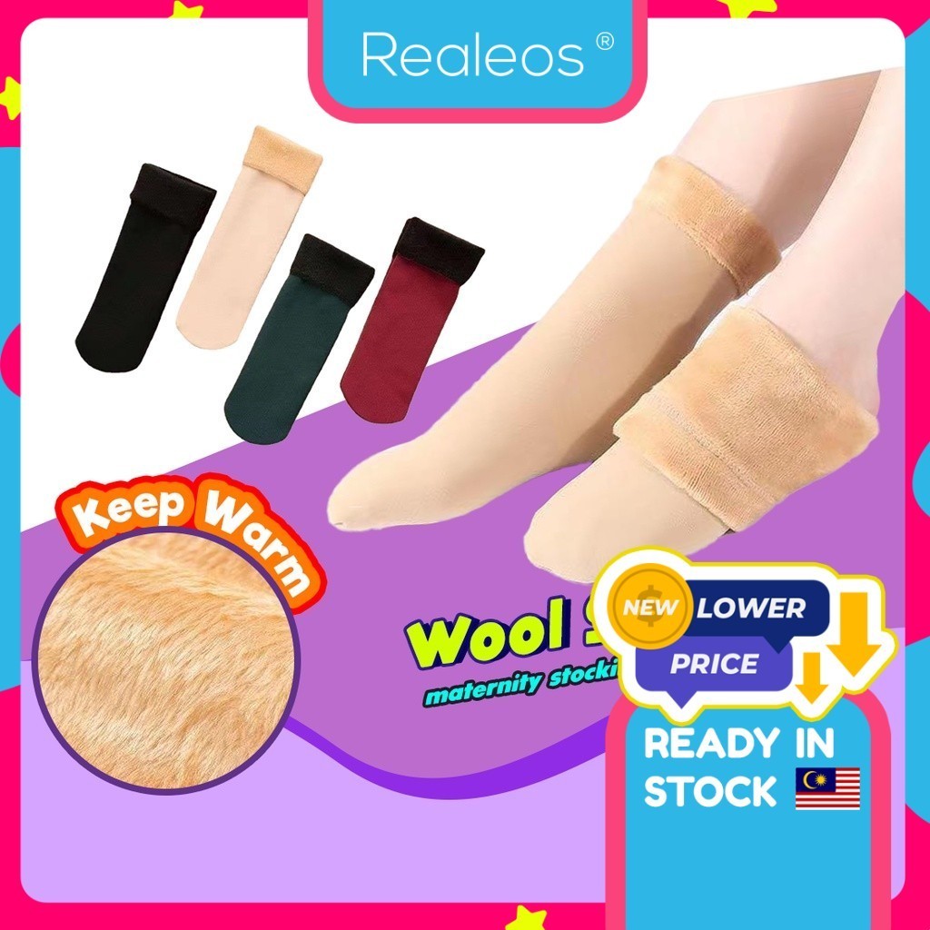 Realeos Wool Premium Maternity Stocking Sox Confinement Socks Women Ladies Sleeping Winter Socks Stokin Panjang Wanita