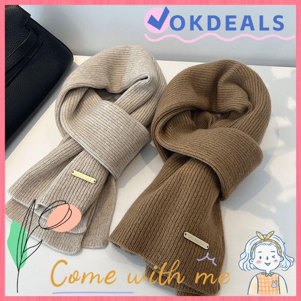OKDSHOP Knit Scarf, Solid Color Woolen Cross Scarf, Fake Collar Thicken Neckerchief Women