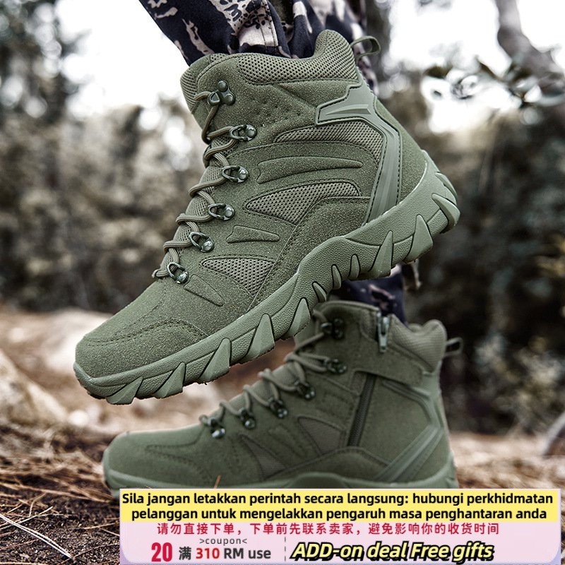 Get gifts/QMilitary Boots Men's Cross-Border Large Size Combat Middle Top Working Wear Security Shoes Delta Hiking Shoe