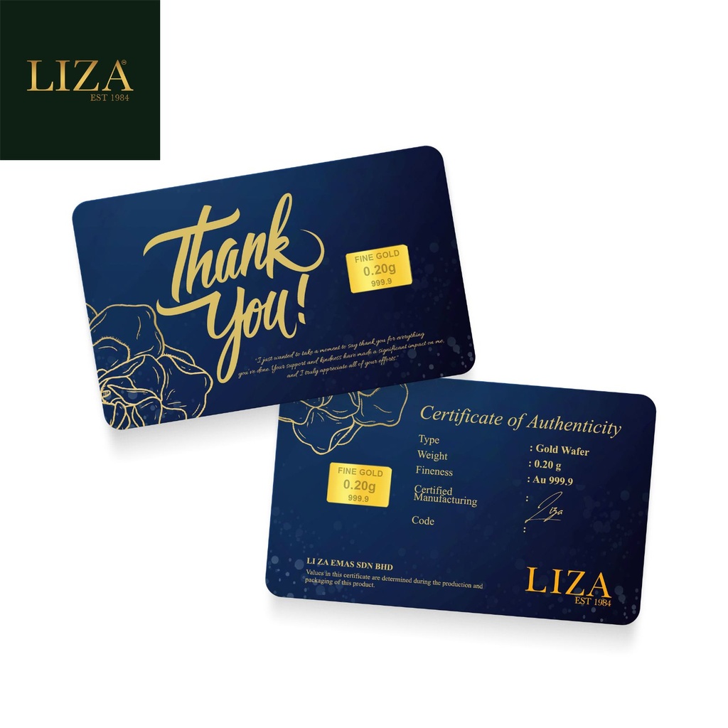 LIZA 0.20g 999.9 Gold Bar (Thank You Gift)