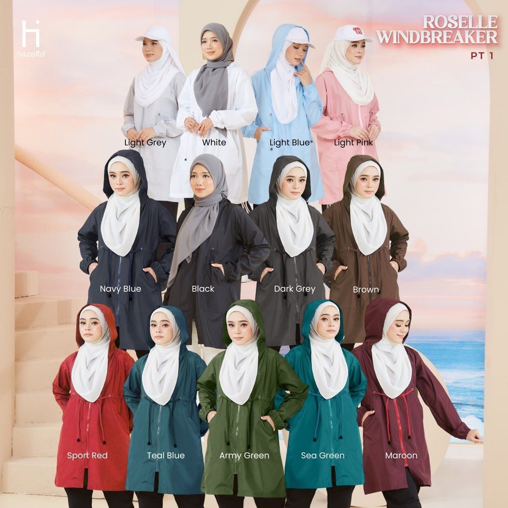 HOODIE JACKET MUSLIMAH WATERPROOF S TO 3XL (ROSELLE)