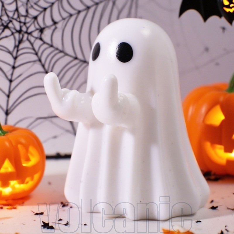 4Pcs Halloween Middle Finger Ghost Ornaments - Home Decor - Small Scary Ghost Figurines - Resin Process Sculpture - Mini White Ghost Statue - Tabletop Ornament