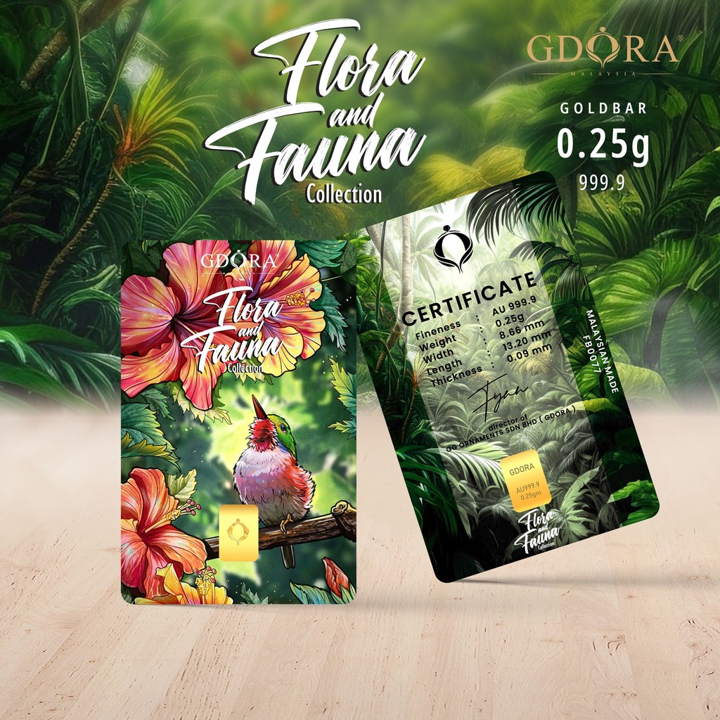 GDORA Gold Bar 0.25gram Flora & Fauna Bird 999.9