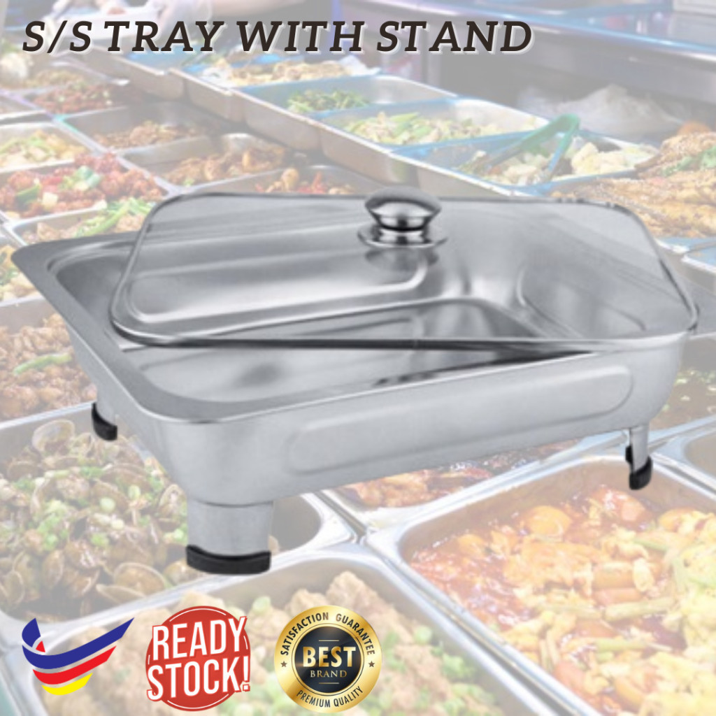 Bekas Lauk Catering 35x27cm Buffet set (glass cover) chafing dish food tray kenduri tray catering tray