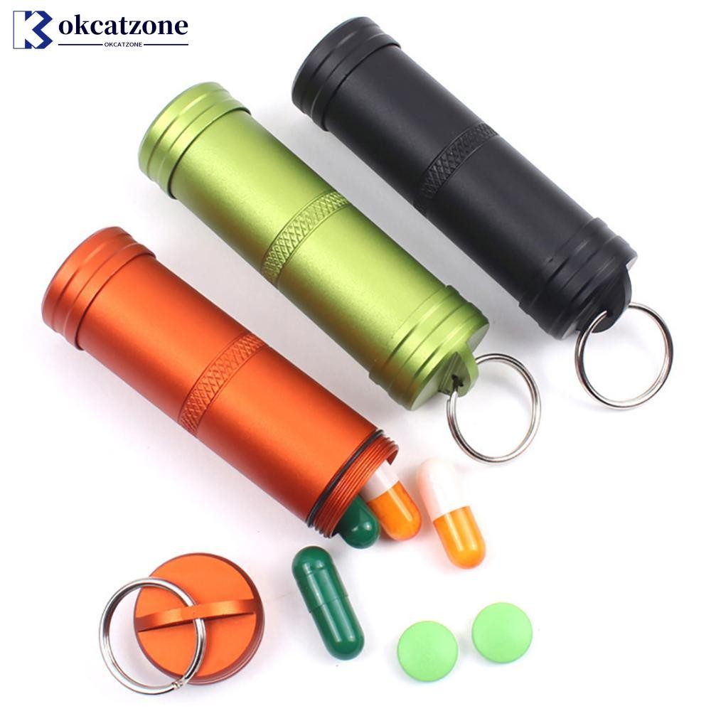 OKCATZONE 1Pc Capsule Outdoor Aviation Aluminum Alloy Waterproof Can EDC Portable Pill Sealed Box Outdoor Emergency Water Bottle Q5V7