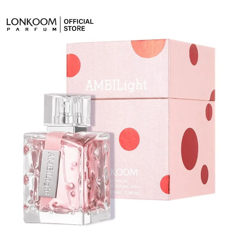 LONKOOM Perfume Ambilight Pink Yellow 100ml EDP Floral Fruity Women Gift Set