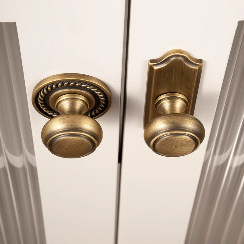 Food Utensil Antique Brass Cabinet Handle Backplate Solid Bronze Vintage Wardrobe Pull Kitchen Cupboard Door Knobs Fu... - Image 2