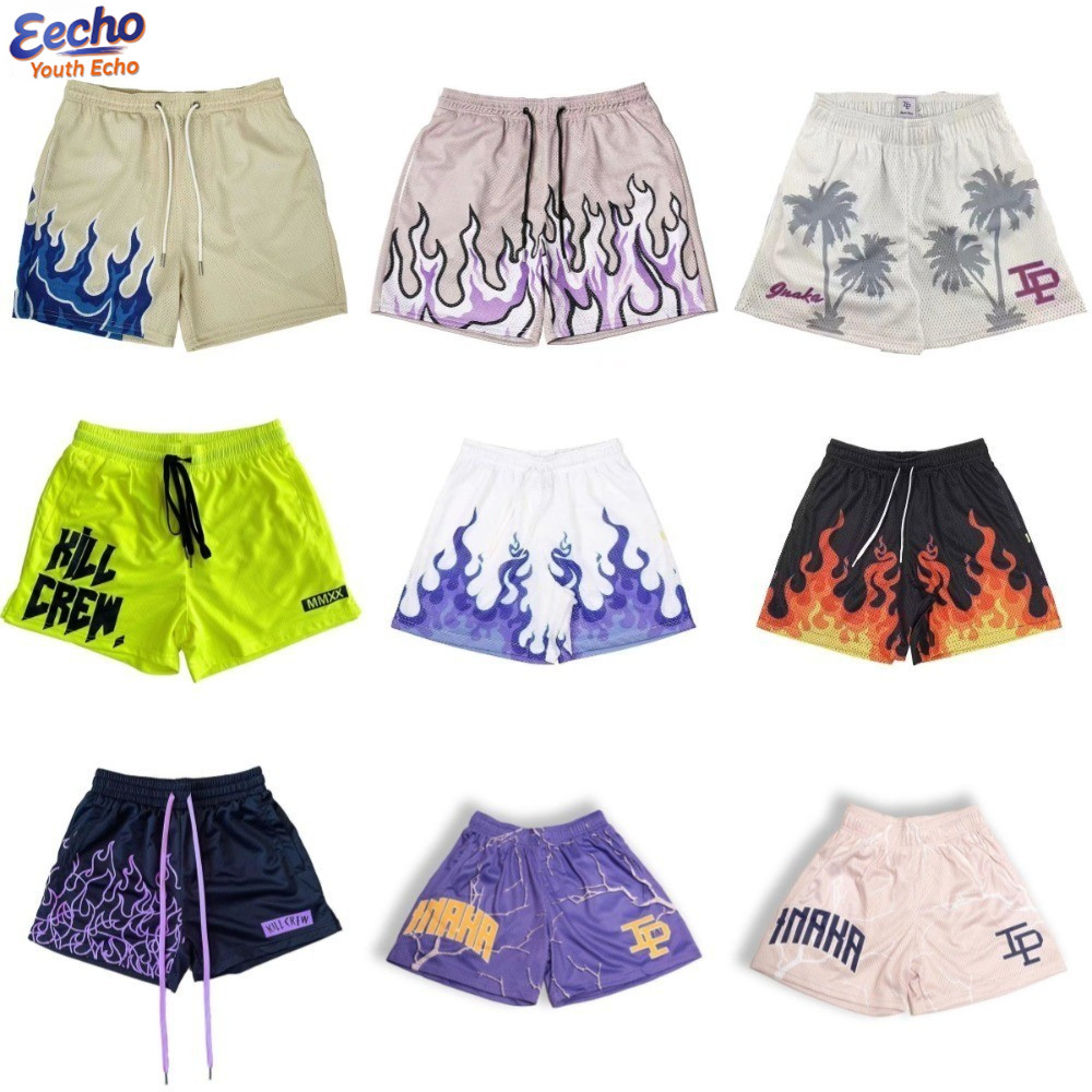 American Basketball Mesh Seluar Pendek Lelaki Fashion Seluar Tiga Suku Lelaki Loose Quick-drying Sports Running Shorts Pants for Men 短裤 褲子男Unisex Celana Pendek