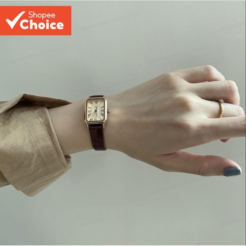 Simple Stylish Trendy Insta Style Roman Numeral Leather Strap Quartz Watch for Women