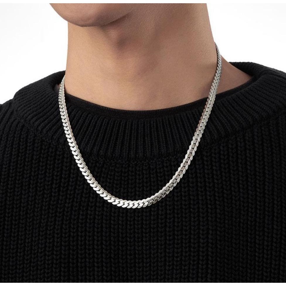 MINIMALIST LAB Titanium Embossed Curb Chain Men's Necklace