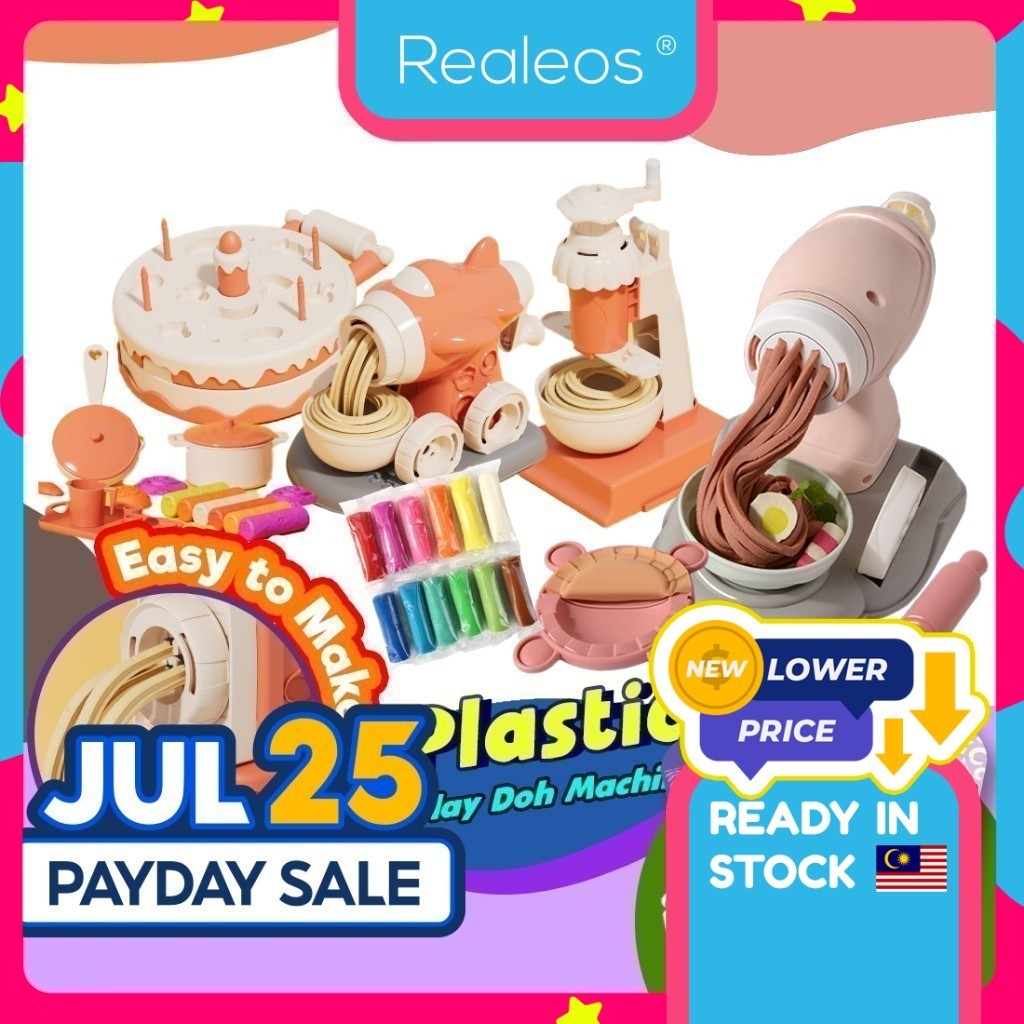 Realeos Noodle Maker Machine Plasticine Play Dough Clay Art Dumpling Ice Cream Burger Cake Pretend Playset