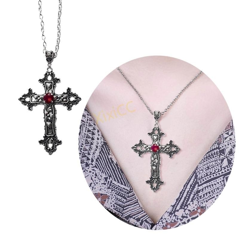 XixiCC 2pcs Crucifix Pendant Necklace Gothic Neckchain Handcrafted Chain Pendant Choker Daily Wear Jewelry Unisex Access