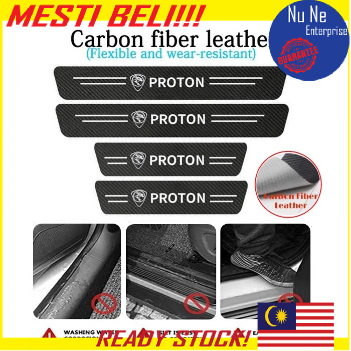 Carbon Fiber [4pc/set] Side Door Step Protector DIY Perodua Alza Axia Aruz myvi Bezza Viva Accessories Akseso