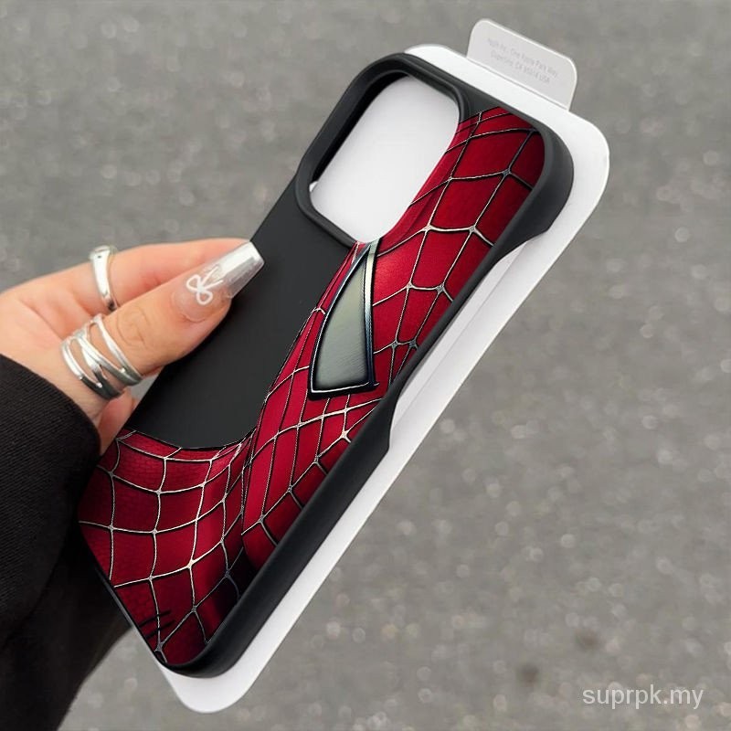 Sarung telefon separuh tutup Spider-Man untuk iPhone 14PROMAX kes lembut 14 15 kes anti-jatuh PLUS 15PROMAX 11 12 13 14 15 PRO habuk dan kejutan 12PROMAX 13PROMAX