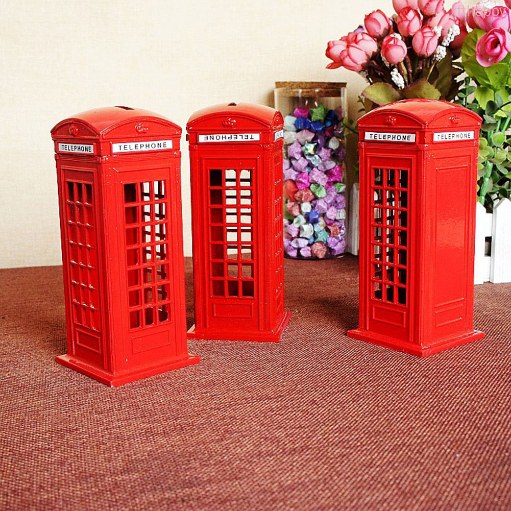 Red Vintage London Telephone-Booth Money Saving Box Personalized Desktop Change Box For Desktop