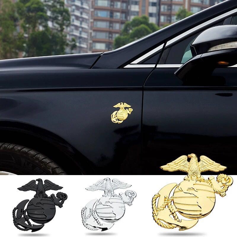 Car Marine Corps Car Sticker 3D Three-Dimensional Metal Car Logo Eagle Unique Side Logo Rear Rear Car Rear Modification Decorative Sticker