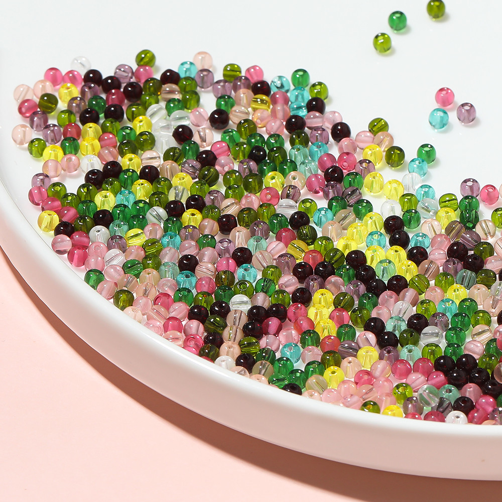 St. kunkka 1 Piece 2/3mm Glass Imitation Tourmaline Crystal Round Bead Fashion Accessories for diy Bracelet Necklace
