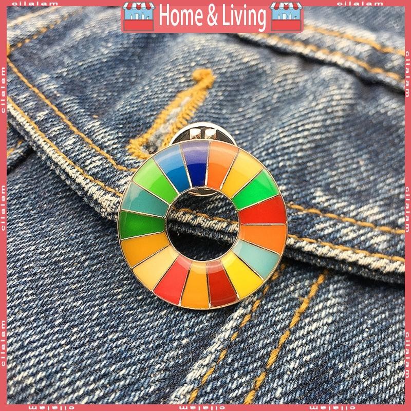 ci The Sustainable Development Goals Brooch United Nations SDGs Rainbow Pin Badge Medal Representative Brooch Jewelry