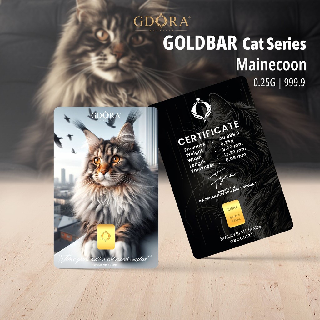 GDORA Gold Bar 0.25gram Mainecoon 999.99