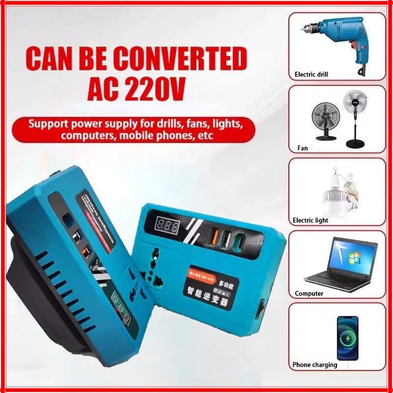 Portable Power Inverters for 20V Battery Inverter 20v To 220v Converter with Dual USB,AC Outlet and Type-C