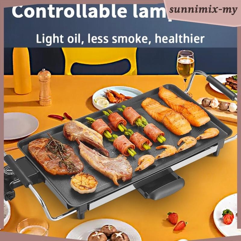 [SunnimixMY] Electric Grill BBQ Household Nonstick Stay Cool Handles Korean Party Indoor Flat Griddle Electric Skillet