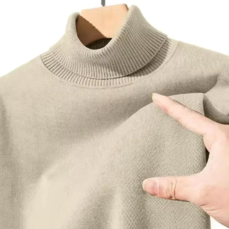 【sweater】Men's clothing Autumn Casual Turtleneck Sweater Long Sleeve Color Pullover Knitted Sweaters Men Breathable Vintage Sweater top