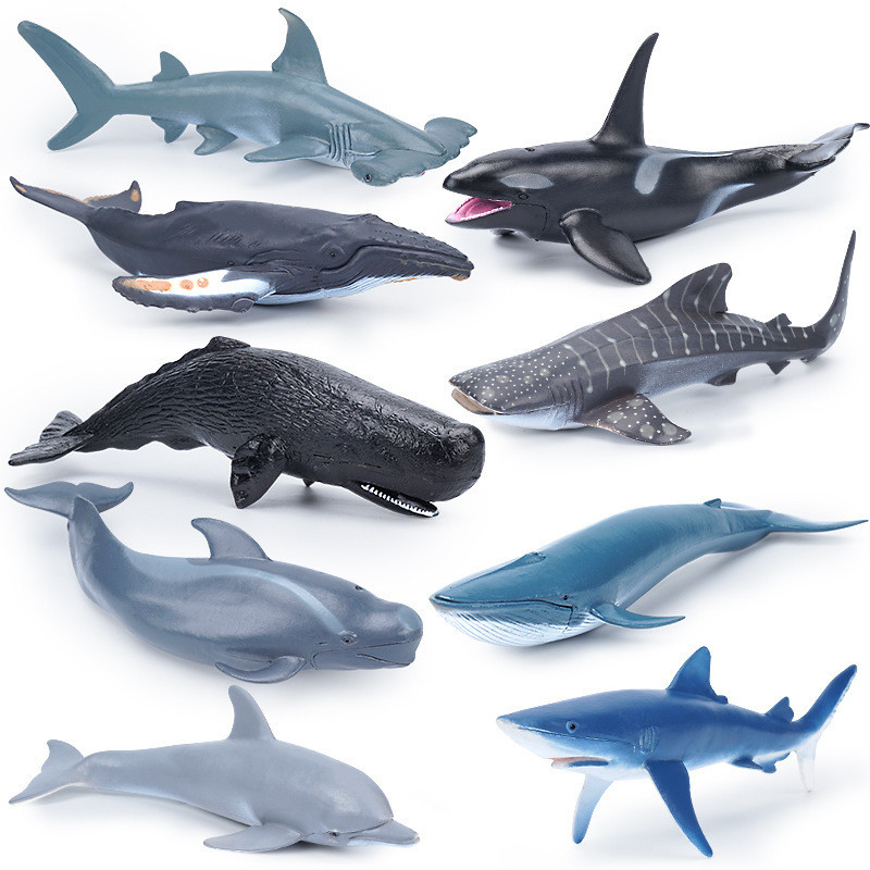 Simulation Marine Animal Model Toys Seabed Biological Shark Dolphins Whale Model Sand Table Landscape Cognitive Teaching Tool Decoration Toys