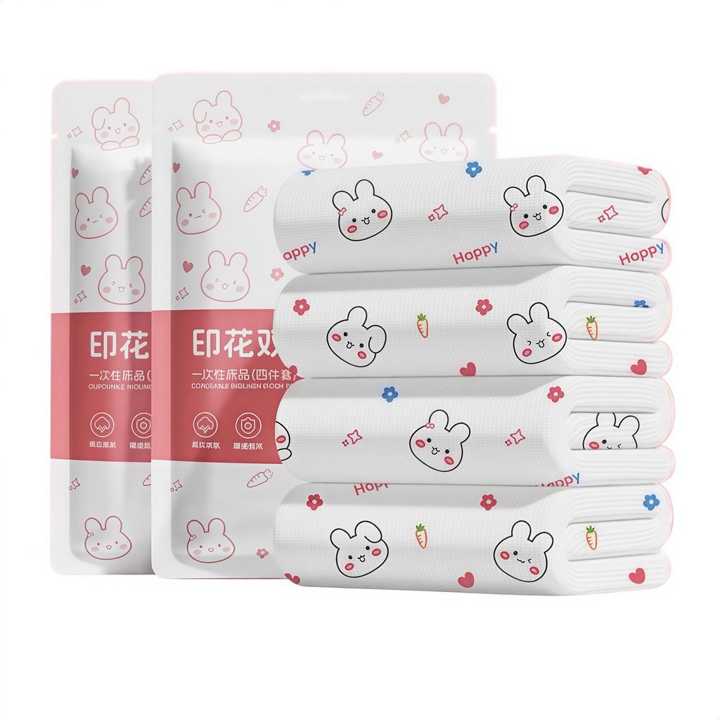 3/4PCS Travel Disposal Bed Sheet Cover Pillowcase Double Suit Dirty Proof Sleeping Bag Quilt Bath Towel Bantal Tuala