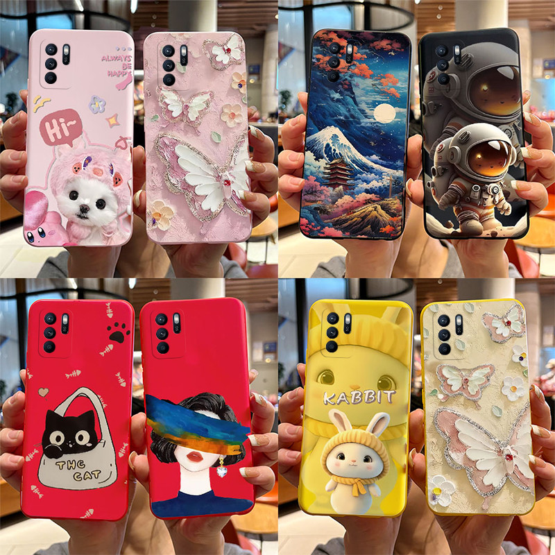 For OPPO Reno 6 Z 5G 6Z Phone Case Jelly Fashion Butterfly Astronaut Painted Silicone Soft Cover for OPPO Reno6 Z 5G Case