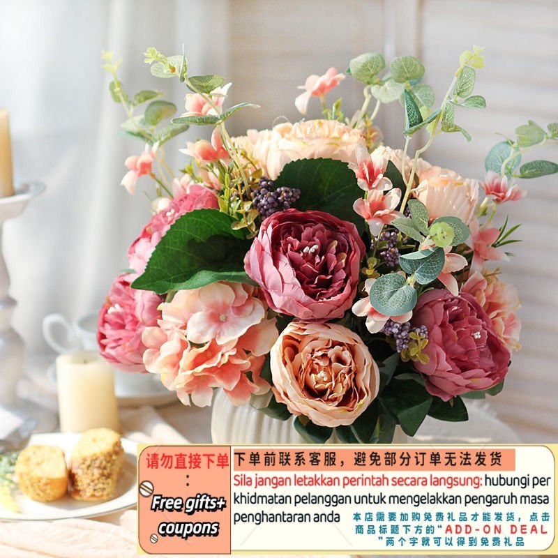 Get gifts/NewDining Table Artificial Flower Flower Artificial Flower Ornamental Flower Silk Flower Set Vase Decoration