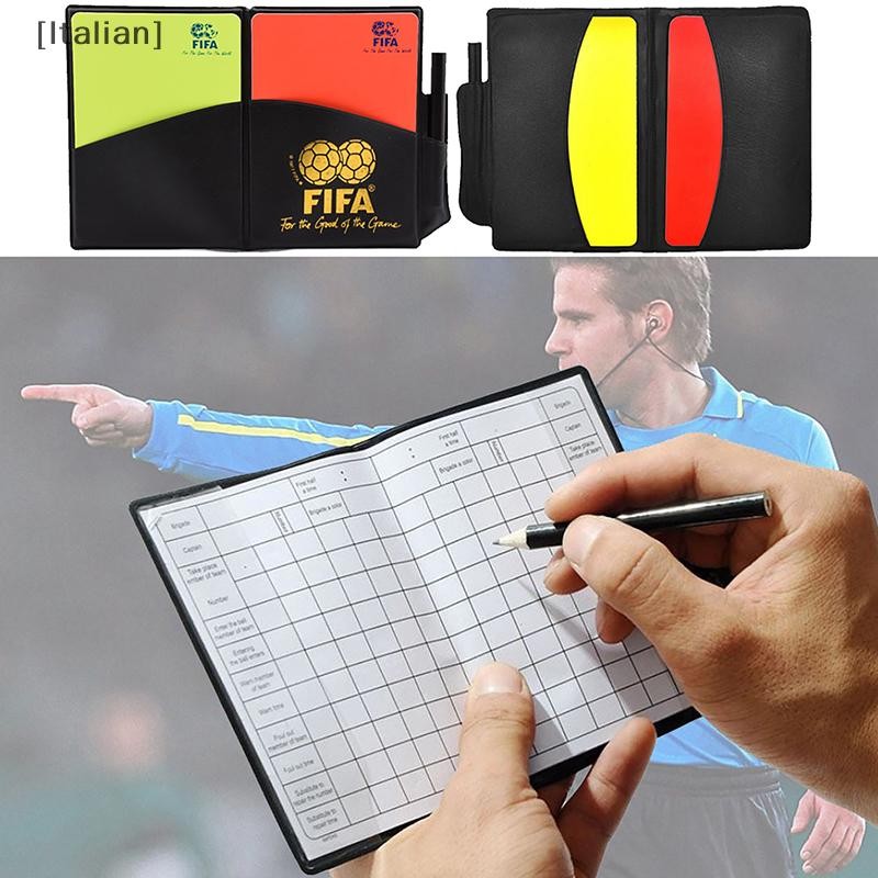 Italian Football Soccer Referee Card Sets Warning Referee Red and Yellow Cards with Wallet Score Sheets Notebook Judge Accessories MY