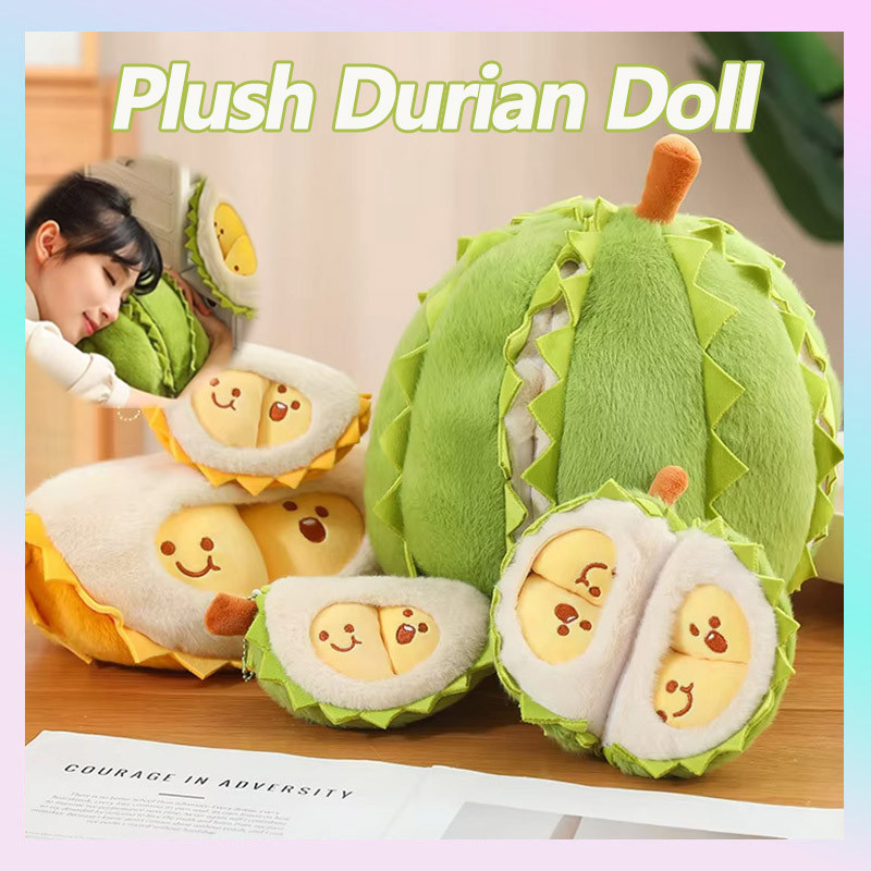 Durian Shape Plush Toy Cartoon Peeling Durian Plush Doll Detachable Toy Creative Pillow 榴莲毛绒玩具