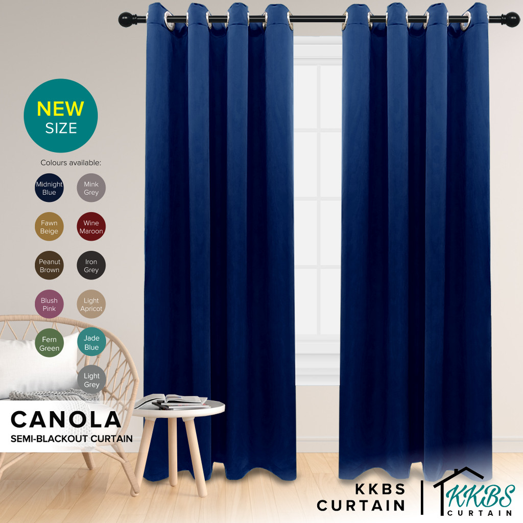 KKBS CURTAIN Canola 80%++ Blackout Curtain Ready Made Hook & Ring - Page 1