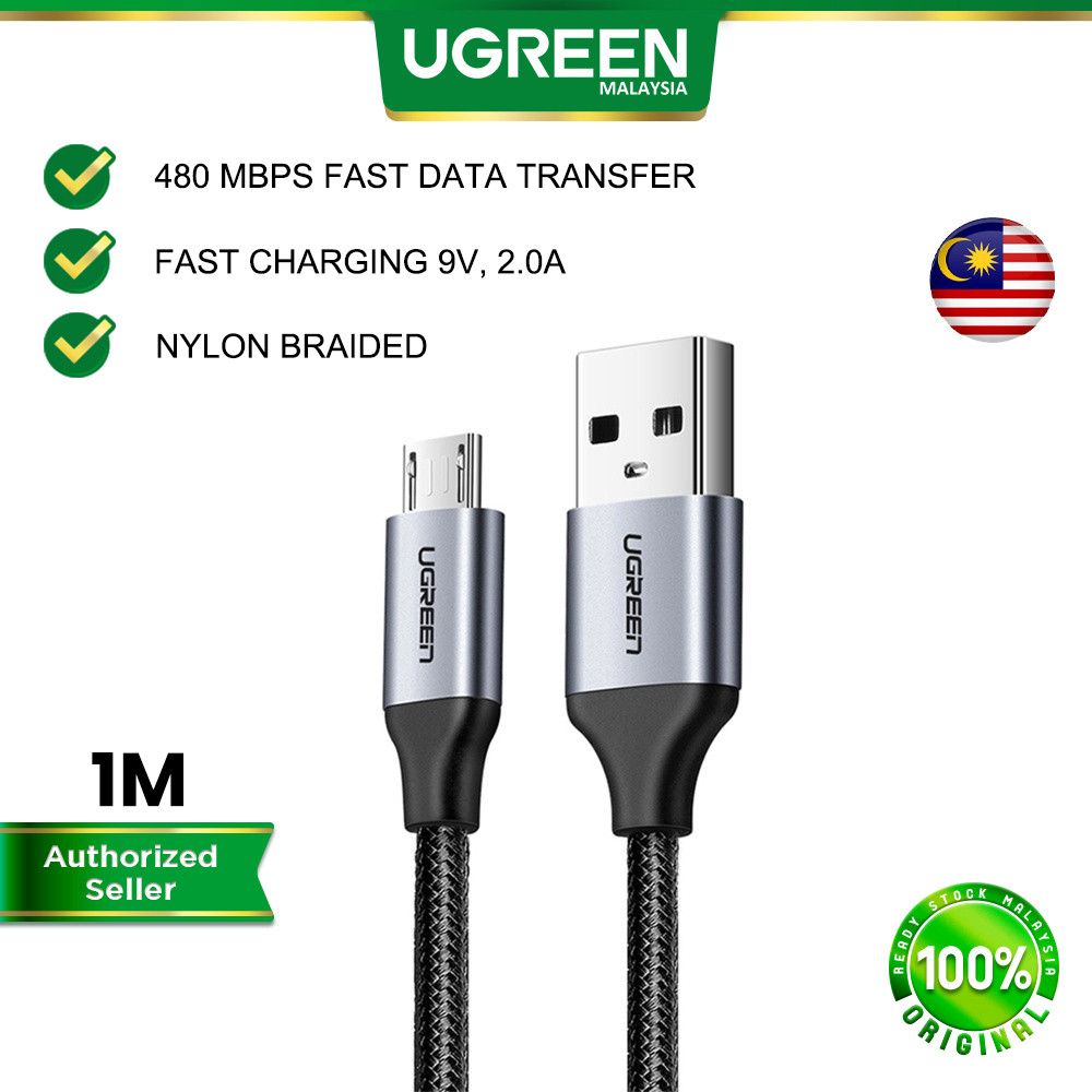 UGREEN Micro USB 2.0 To USB A Cable 18W 2A Qualcomm QC 3.0 Quick Charge Fast Charging 480 Mbps Nylon Smartphone Android